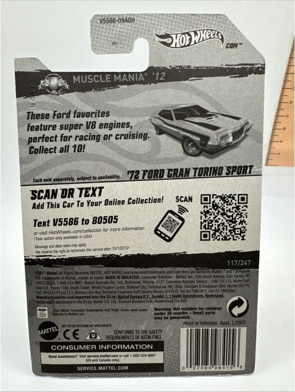HOT WHEELS 1972 FORD GRAN TORINO SPORT #117/247 MUSCLE MANIA Factory Sealed 2012